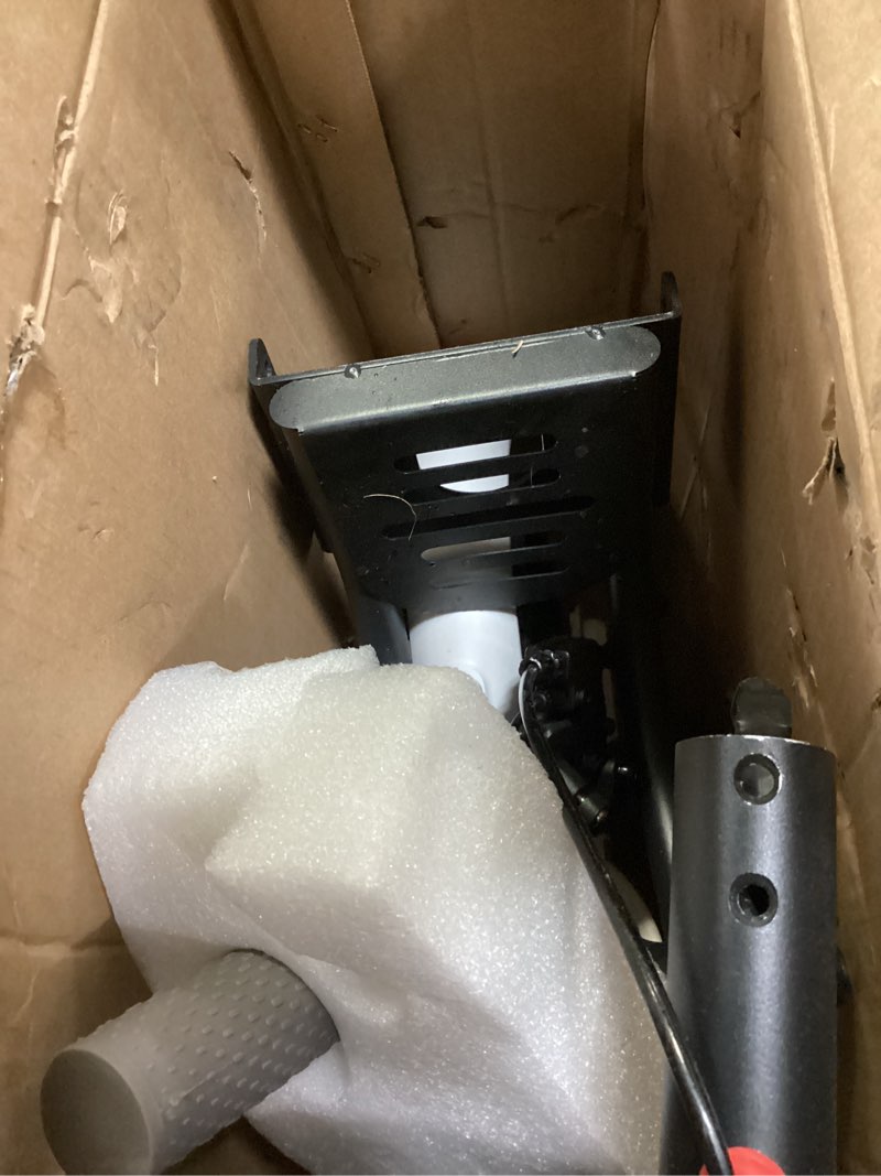Condition photo showing As Is for qlaway electric scooter for adults, 350w/500w motor, up to 22 miles long range, 8.5" /10" solid tires, 265 lbs load capacity, foldable commuting e-scooter with dual braking system and app white-yellow