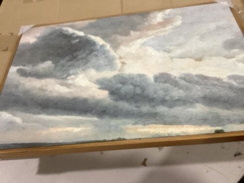 Condition photo showing Good Condition for InSimSea Framed Canvas Wall Art Vintage Decor, Nature Wall Decor, Large Sky Clouds Sunset Wall Art Prints for Living Room, Classical Retro Paintings for Bedroom Office Home Decoration, 16"x24" Clouds with a Sunset 24"L x 16"W