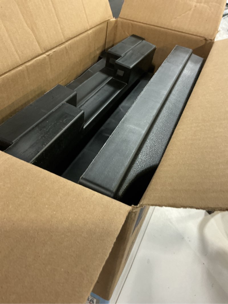 Condition photo showing As Is for suncast outdoor storage 22-gallon black plastic deck box 20.5”x22”x17”