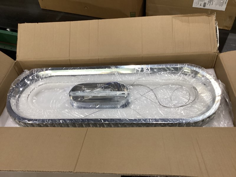 Condition photo showing New/Like New for modern chandelier led crystal chandelier light fixture,dimmable modern led pendant light for kitchen island lighting silver linear led chandelier for dining room 3000k-6500k color changing electroplated silver