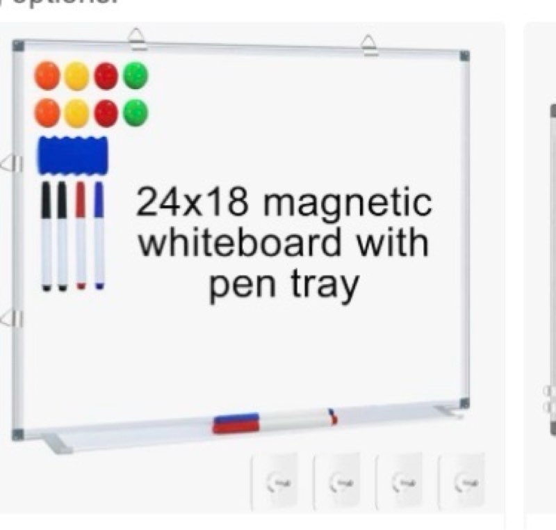 Magnetic Dry Erase Board for Doors, 24x18 Inch Whiteboard with Adjustable Long Arm Hook Mount - Easy
