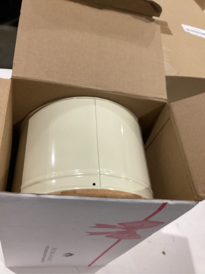 Condition photo showing Good Condition for royalhouse premium metal bread box with bamboo lid, stainless steel large bread bin storage container and organizer for kitchen countertop, vintage style kitchen decor cream