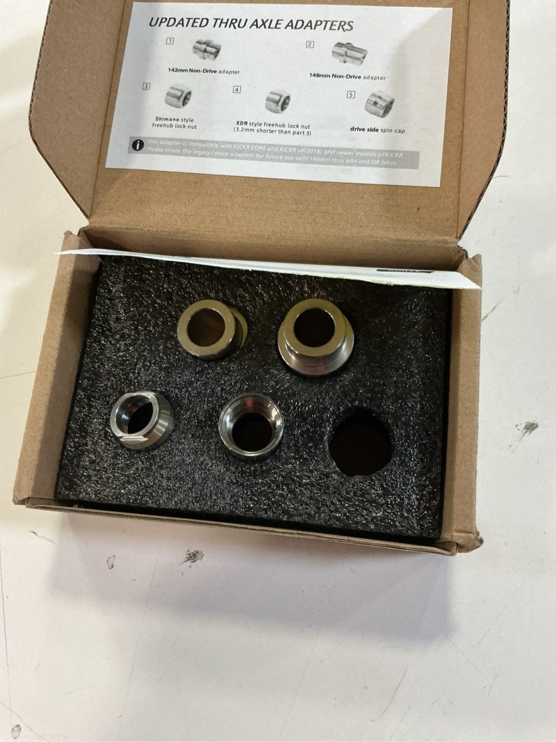 Condition photo showing As Is for KICKR Thru Axle Adapter Kit Compatible with Wahoo KICKR CORE and KICKR V4 and Newer Models KICKR Thru Axle Kit, Stainless Steel Kit for Enhanced Durability