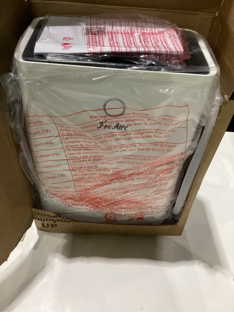 Condition photo showing Good Condition for freaire 2500sq.ft dehumidifier, 34pint dehumidifiers for home, quiet dehumidifier for basement, bedroom, bathroom, with 6.56ft drain hose, 0.66gal water tank, 3-color humidity light lunarwhite
