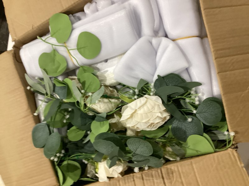 Condition photo showing Good Condition for 20 sets wedding aisle decorations, 39.4 inches artificial silk rose flowers with long tulle tails for church pew chair bench, ceremony reception party bridal shower arrangements - champagne