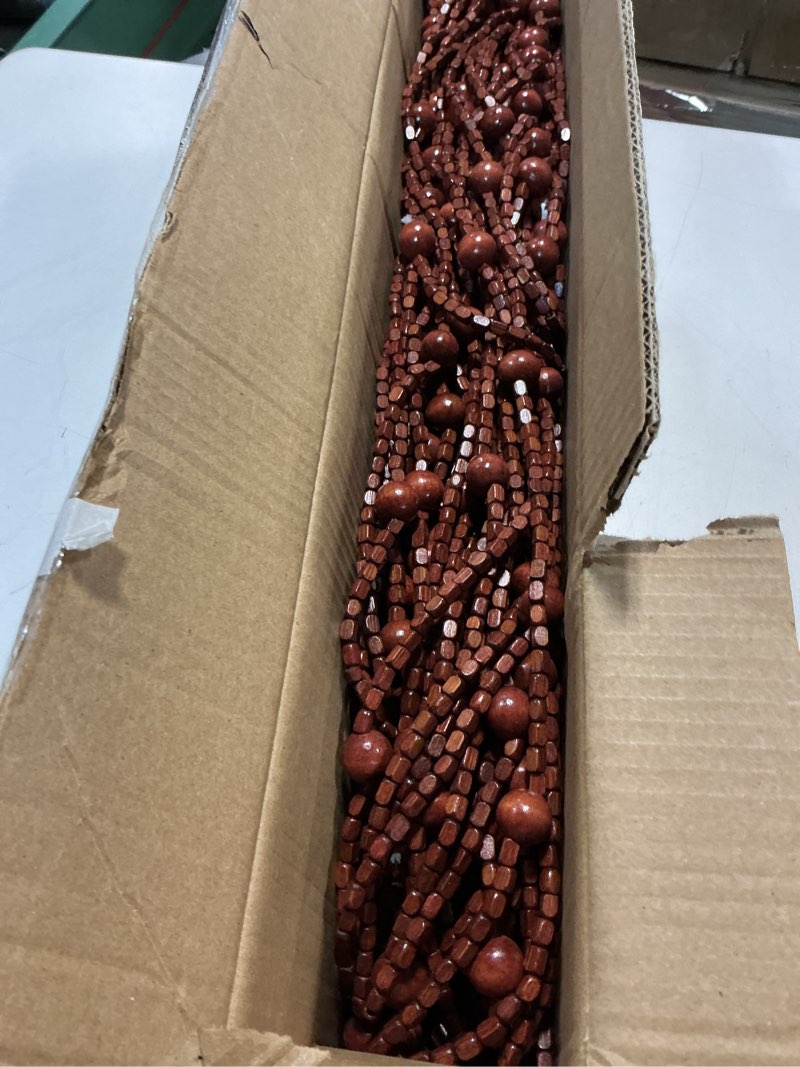 Condition photo showing Good Condition for handmade beaded curtain for doorway - bamboo wooden door beads - boho rustic home store decor, 35.5 x 75 inches brown