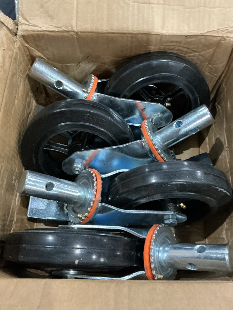 Condition photo showing As Is for bestequip 4 pack scaffolding caster wheels 8 x 2 inch with dual locking rubber swivel caster 360 degrees heavy duty casters 1100lbs capacity per wheel