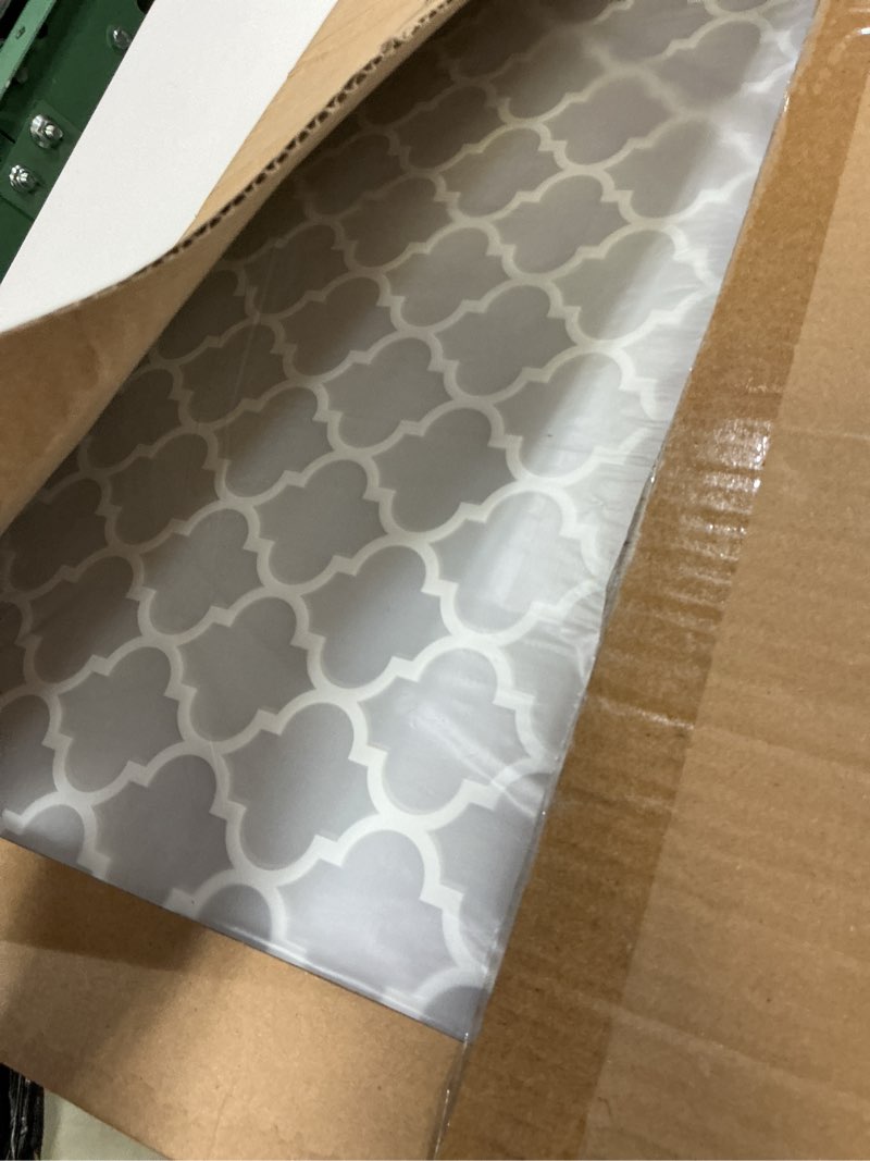 Condition photo showing Good Condition for BRIAN & DANY Wire Shelf Liner 18" X 24", Heavy Duty Shelf Liners for Wire Shelving, Waterproof Protector Mats, Set of 5, Quatrefoil Grey Quatrefoil Grey 18"x 24"