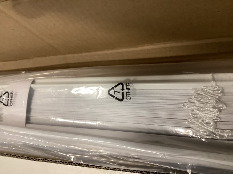 Condition photo showing As Is for AURILOFT No Tools No Drill 1" Cordless Mini Blinds, Horizontal Light Filtering Blind, Vinyl Blinds f