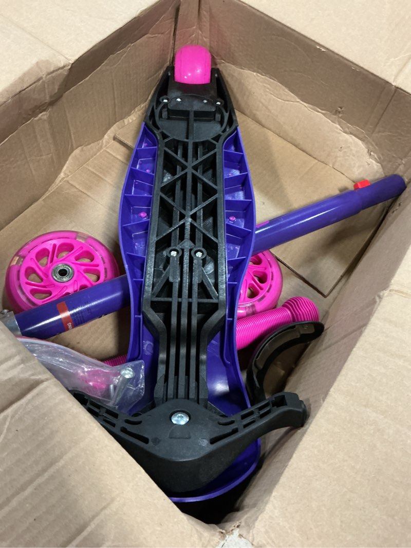 Condition photo showing As Is for gotrax ks1 kids kick scooter, led lighted wheels and 3 adjustable height handlebars, lean-to-steer & widen anti-slip deck, 3 wheel scooter for boys & girls ages 2-8 and up to 110 lbs purple