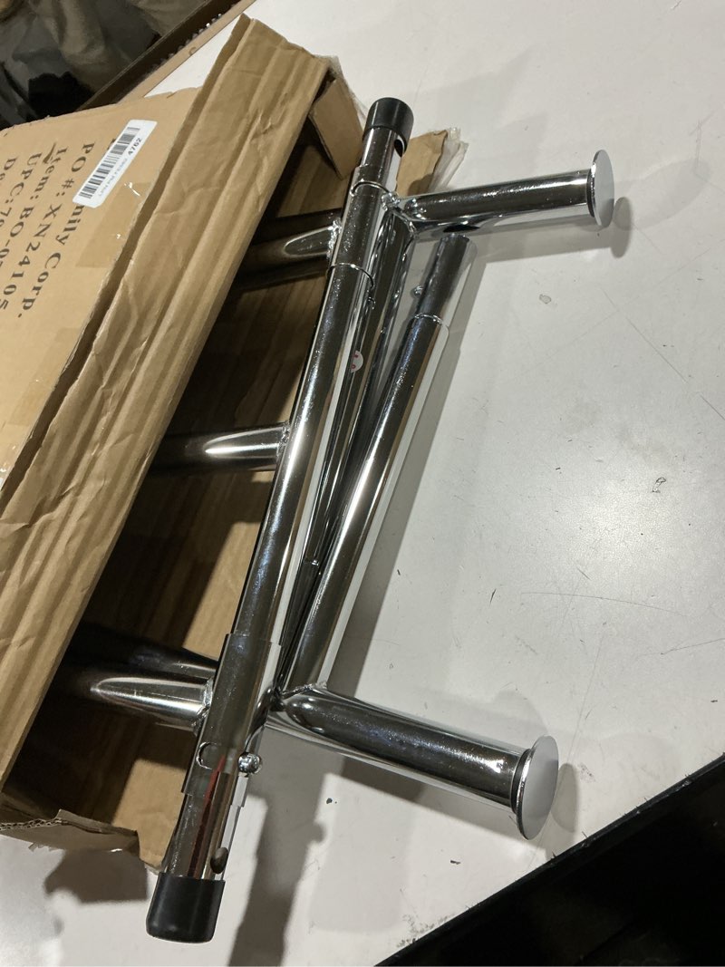 Condition photo showing As Is for Simple Houseware Heavy Duty Clothing Garment Rack, Holds Up to 150 lbs, 42 to 67 Inches Extendable Rod, Chrome Heavy Duty Chrome