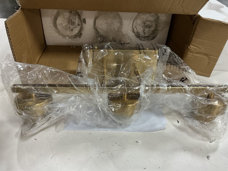 Condition photo showing Good Condition for 3-light bathroom vanity light, modern brushed gold wall lights with clear glass shades, bathroom wall sconce lamp for mirror living room bedroom hallway 3 light gold-small