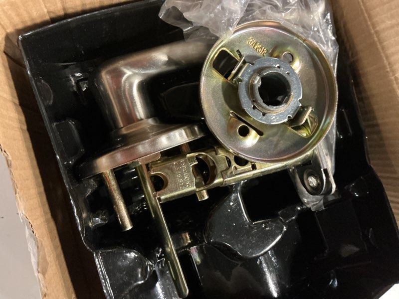 Condition photo showing Good Condition for kwikset tustin interior passage door handle, lever for closet and hallway doors, reversible non-locking handle lever, satin nickel, with microban protection satin nickel 1 pack passage