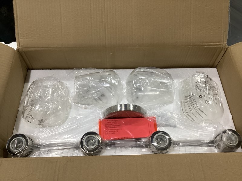 Condition photo showing New/Like New for bathroom light fixtures 4-light brushed nickel bathroom vanity light with clear glass shade, modern wall lights for bedroom hallway living room (nickel, 4-light) nickel 4-light