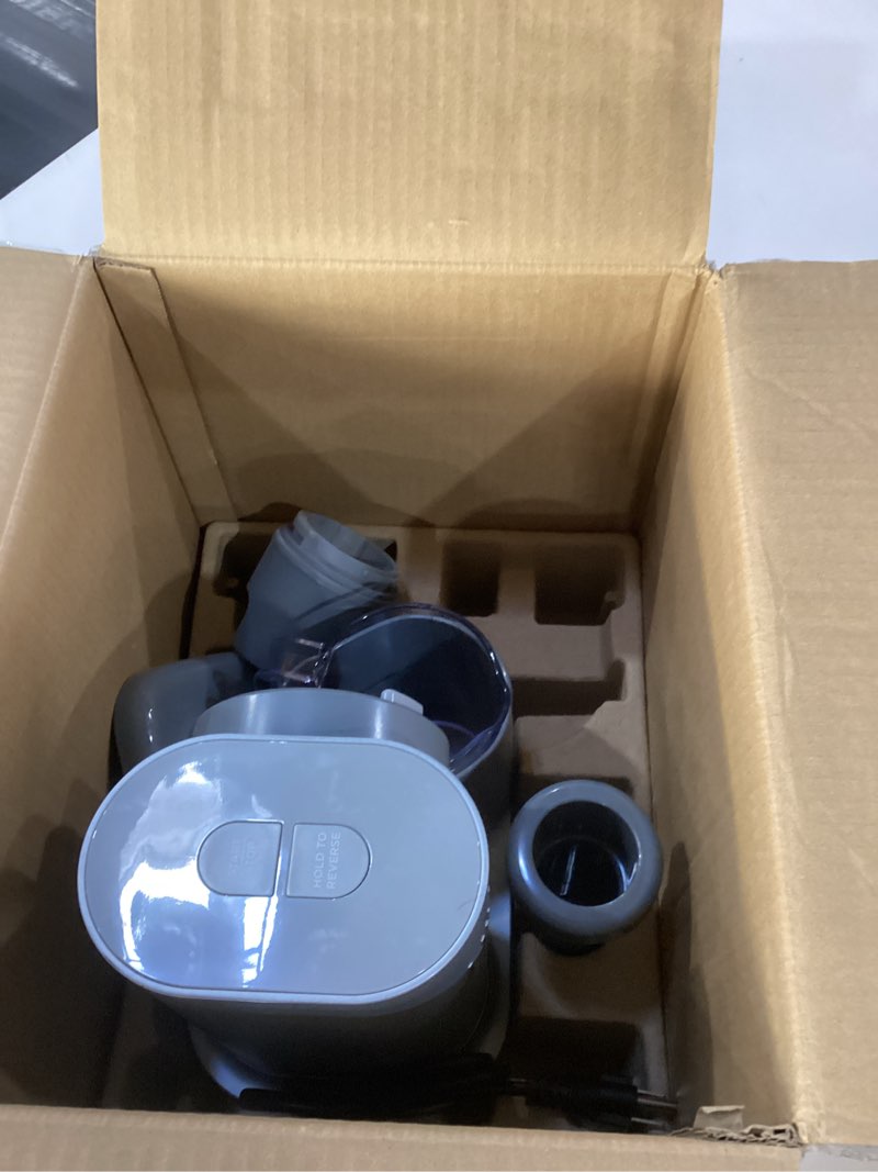 Condition photo showing As Is for not tested ninja neverclog cold press juicer, powerful slow juicer with total pulp control, countertop, electric, 2 pulp functions, dishwasher safe, 2nd generation, steam gray, jc151sl