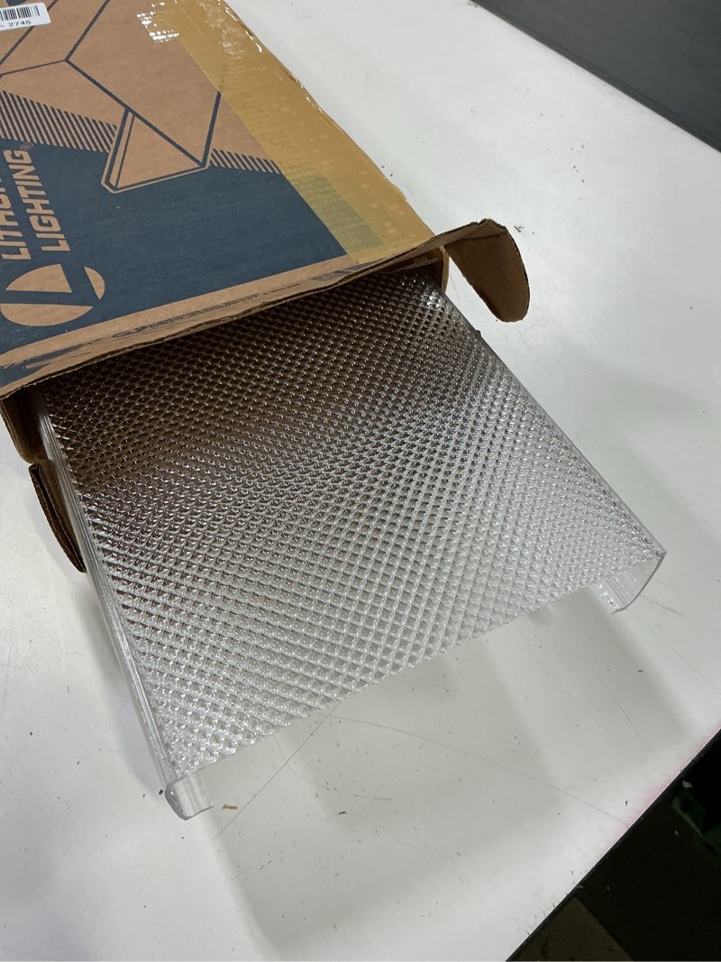 Condition photo showing Good Condition for lithonia lighting 4 foot replacement acrylic diffuser lens, clear prismatic replacement cover for 48-inch sb series narrow body square wraparound ceiling light fixture for shop lights