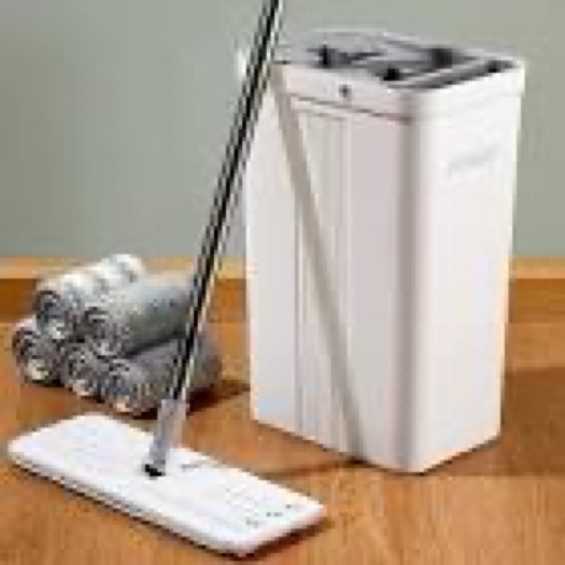 joymoop flat mop system, microfiber mop and bucket set, white, commercial & household use, hardwood 