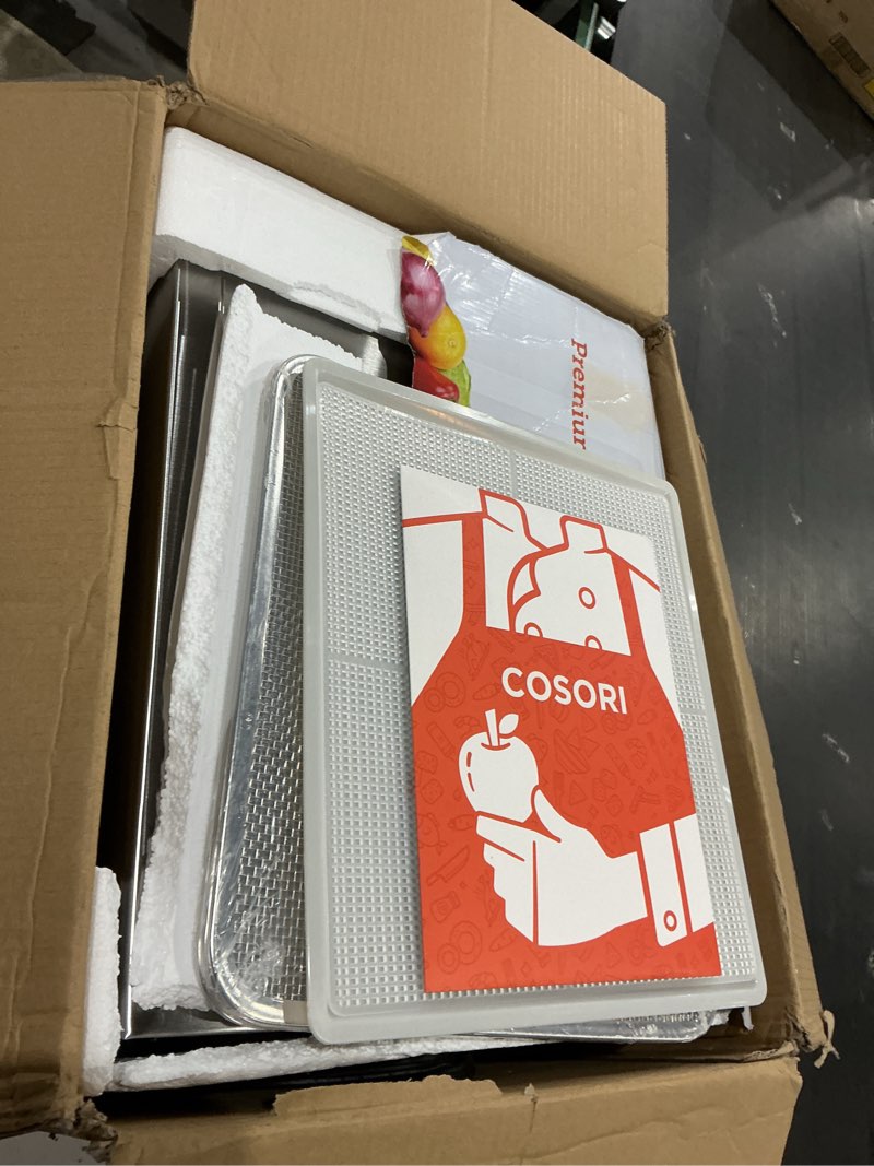 Condition photo showing Good Condition for cosori food dehydrator, bigger than 7 trays with large 6.5" drying space, 600w power saves more time than 480w, 165°f dehydrated dryer for jerky, herbs, meat, fruit, and yogurt, silver,stainless steel silver 6 trays dehydrator