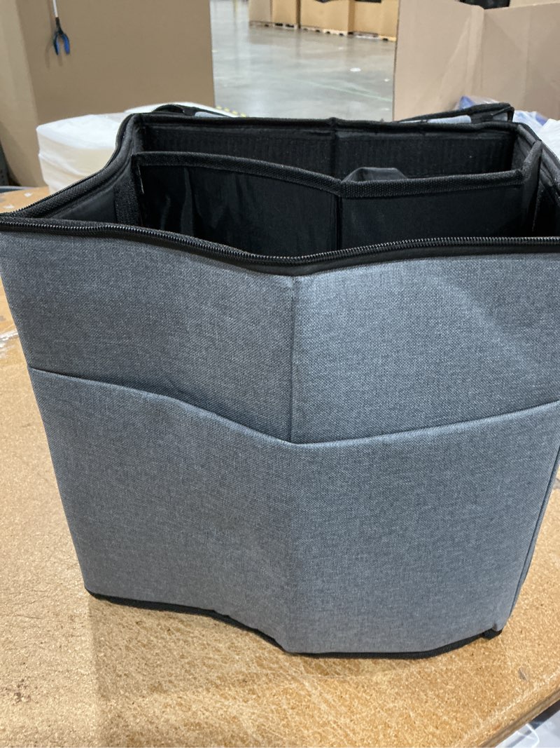Condition photo showing As Is for xl toy storage organizer with play mat - storage bag/box for kids, boys, girls, nursery, playroom - basket for building bricks/blocks - collapsible fabric cube bin, 13"x13"x15" dark gray