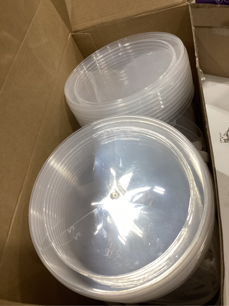 Condition photo showing Good Condition for 20 Pack 48 oz Clear Buckets with Lid Plastic Ice Cream Buckets with Lid and Handle Ice Cream Tub Food Storage Containers Round Plastic Pails Freezer and Microwave Safe for Food