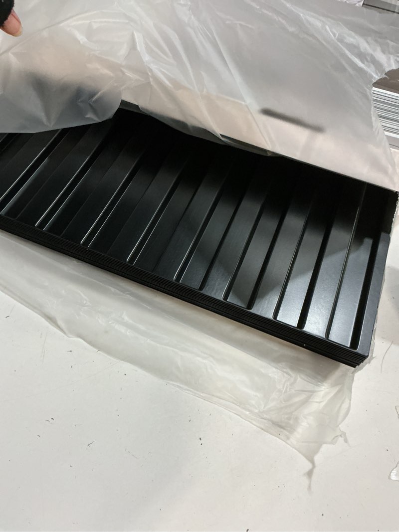 Condition photo showing Good Condition for STICKGOO Slat Wall Panel, 3D Wall Panels for Interior Wall Decor PVC Fluted Textured Panel 12-Tile 19.7 x 19.7in - Black