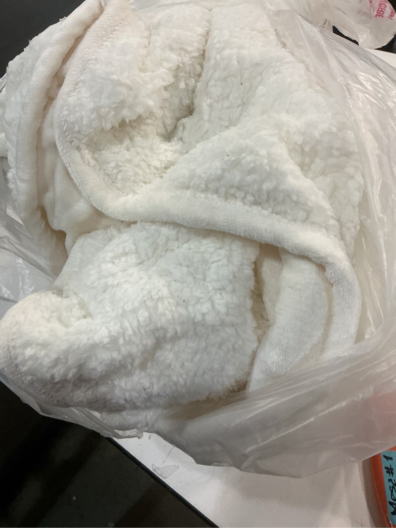 Condition photo showing As Is for Heating Blanket Queen 84X90in Electric Blanket Queen Size, Washable Heated Blanket with Ultra Soft Flannel and Sherpa Fleece, 5 Heat Levels & 10hr Auto-Off Warming Blanket for Grandma Birthday (White) White Queen 84''x90''