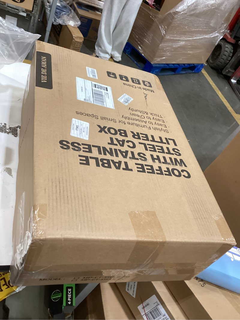 Condition photo showing New/Like New for Stainless Steel Cat Litter Box XL with Hidden Cat Litter Box Enclosure Furniture, High Sided Leak-Proof Metal Litter Box with Privacy Curtain, for Cats up to 16 lbs, Indoor