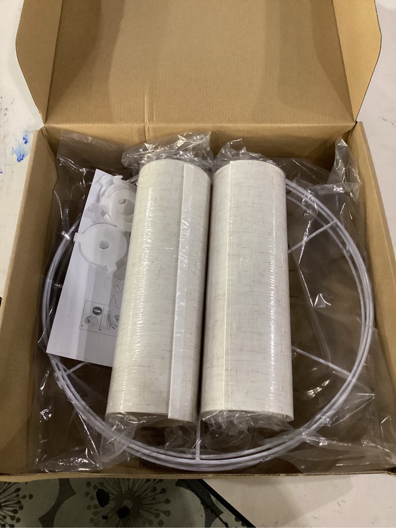 Condition photo showing Good Condition for lamp shades set of 2, drum lampshade for table lamps floor lamp, 13" top x 13" bottom x 10" high beige large line fabric lamp shades, easy assembly replacement lampshades