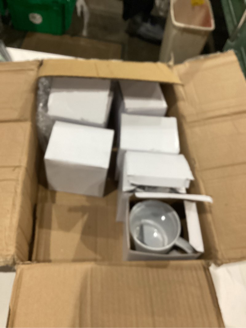 Condition photo showing As Is for 15oz sublimation mugs set of 6ceramic coffee cups with handle and bottom cork pad,tea cups for coffee,soup,latte,mug set gift for wedding,microwave and dishwasher safe (white-matte-6p