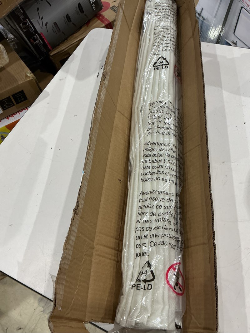 Condition photo showing As Is for lazblinds no drill roman shades for windows, cordless light filtering window shades with uv protection, polyester fabric for bedroom & living room, 34" w x 64" h, off white light filtering - off white 34"w x 64"h