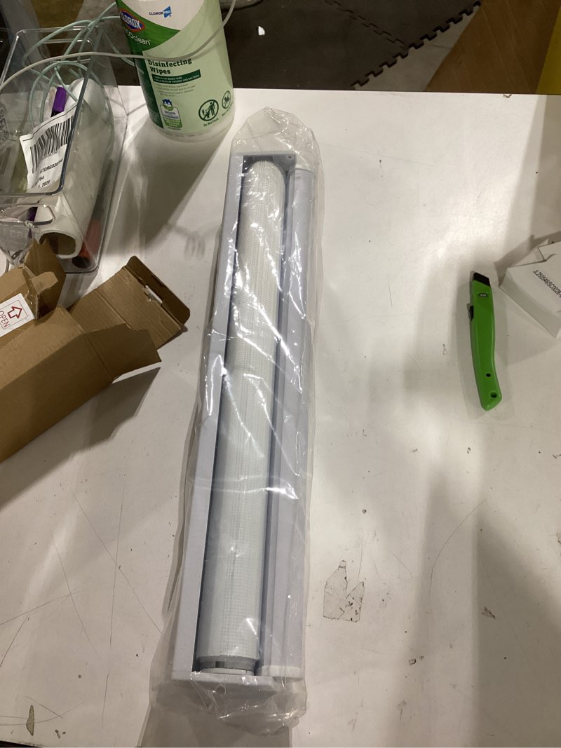 Condition photo showing Good Condition for Joydeco No Drill Zebra Blinds for Windows, Cordless Day & Night Dual Sheer Roller Shades, Easy Installation, Free-Stop Lift System, Light Filtering Privacy Blinds for Home(White,20" W x 48" H) A-white (No Drill) 20"W x 48"H