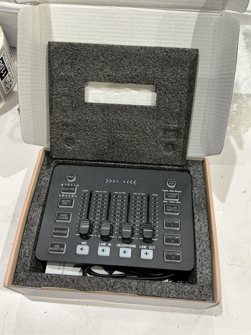 Condition photo showing Good Condition for gaming audio mixer with rgb, streaming/pc mixer | with xlr microphone interface, 6 voice changing modes individual control, mute button,48v phantom power