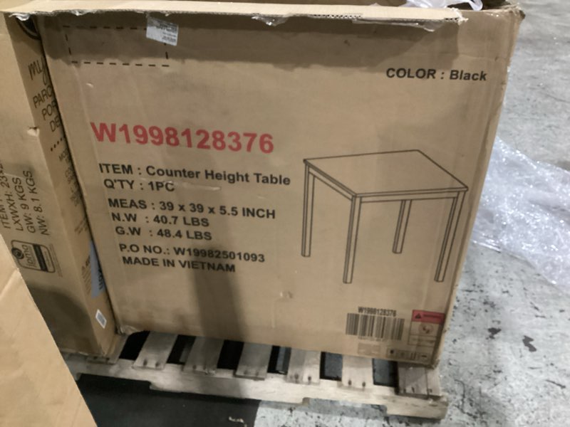 Condition photo showing As Is for TABLE ONLY NO CHAIRS KEIKI 5-Piece Counter Height Dining Table Set with Square Table and 4 Upholstered Chair, for 4 Perso