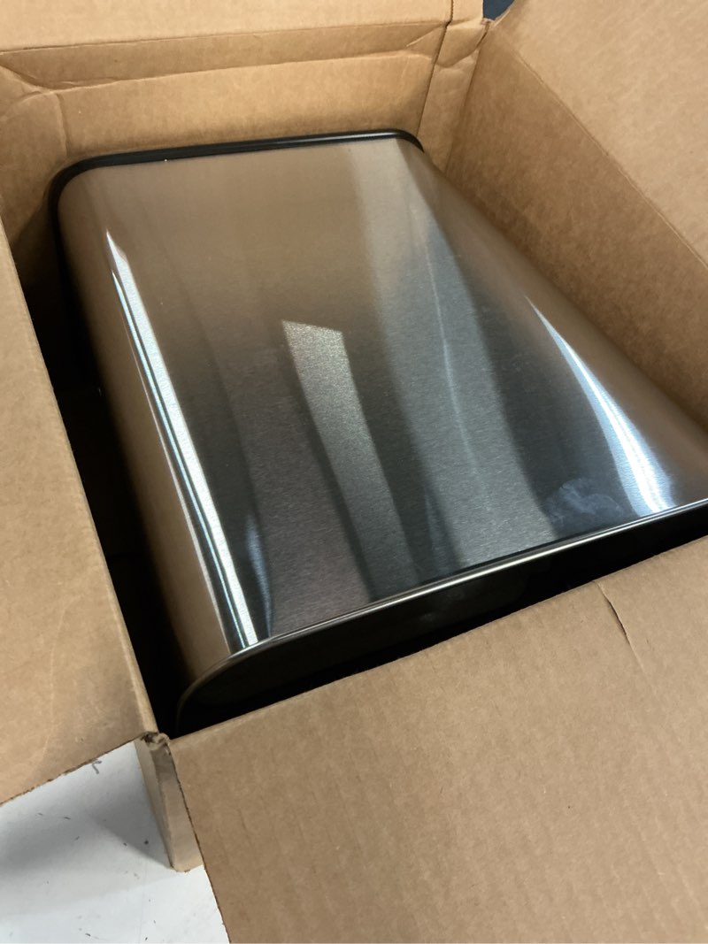 Condition photo showing Good Condition for Polder 7 Gallon, Undersink, No Skid Rubber Base, Brushed Stainless Finish Trash Can, 13.5” x 11” x 15.25”H
