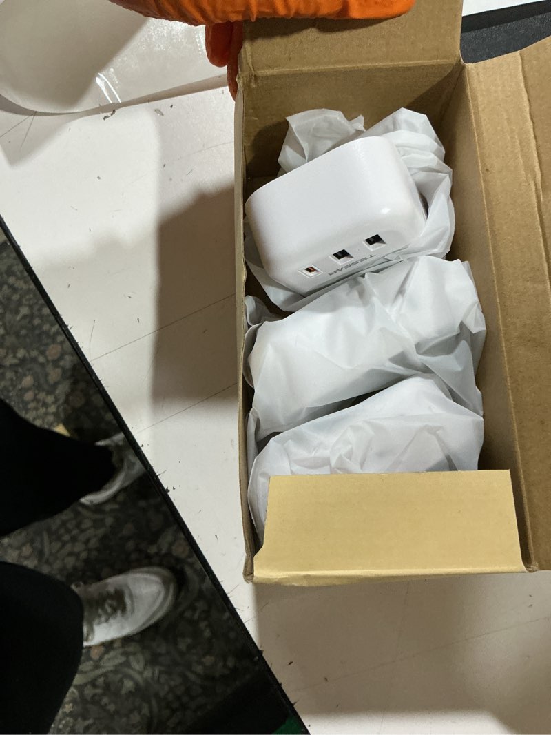Condition photo showing Good Condition for tessan european travel plug adapter usb c 3 pack, us to europe plug adaptor with 4 ac outlets 3 usb charging ports, type c power adapter for usa to eu euro spain france iceland italy germany greece gray&white-type c