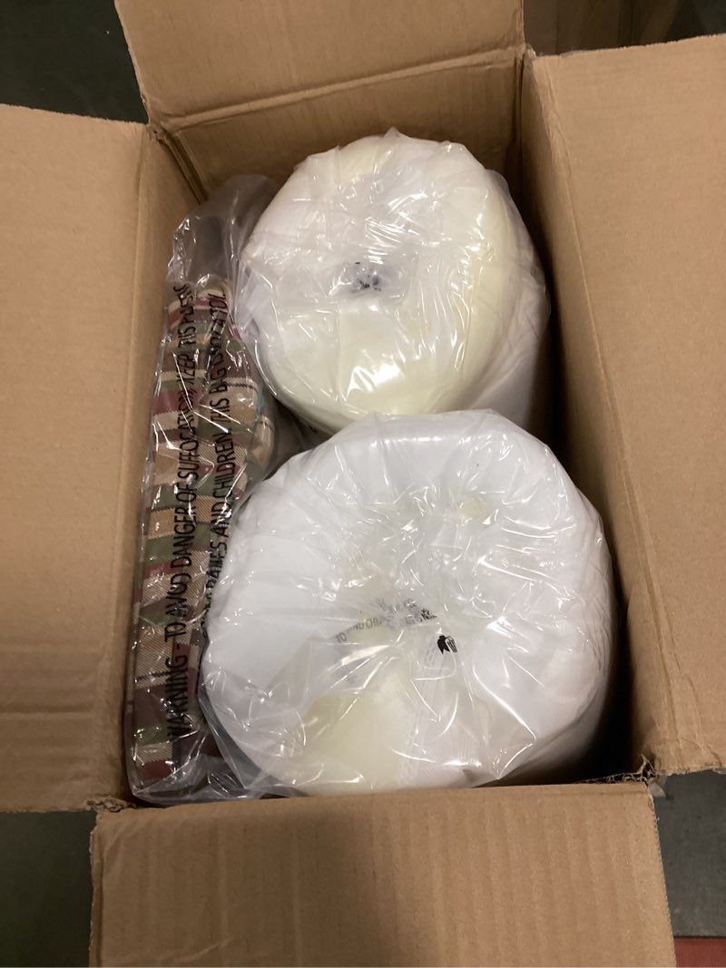 Condition photo showing Good Condition for Outdoor Cushions for Patio Furniture Set of 2, 24"x24" Water Repellent Chair Cushions Removable Seat Bottom & Back Cushion Covers for Chair, Sofa, Couch, Beige Brown Stripe Beige Brown Stripe 24"x24"