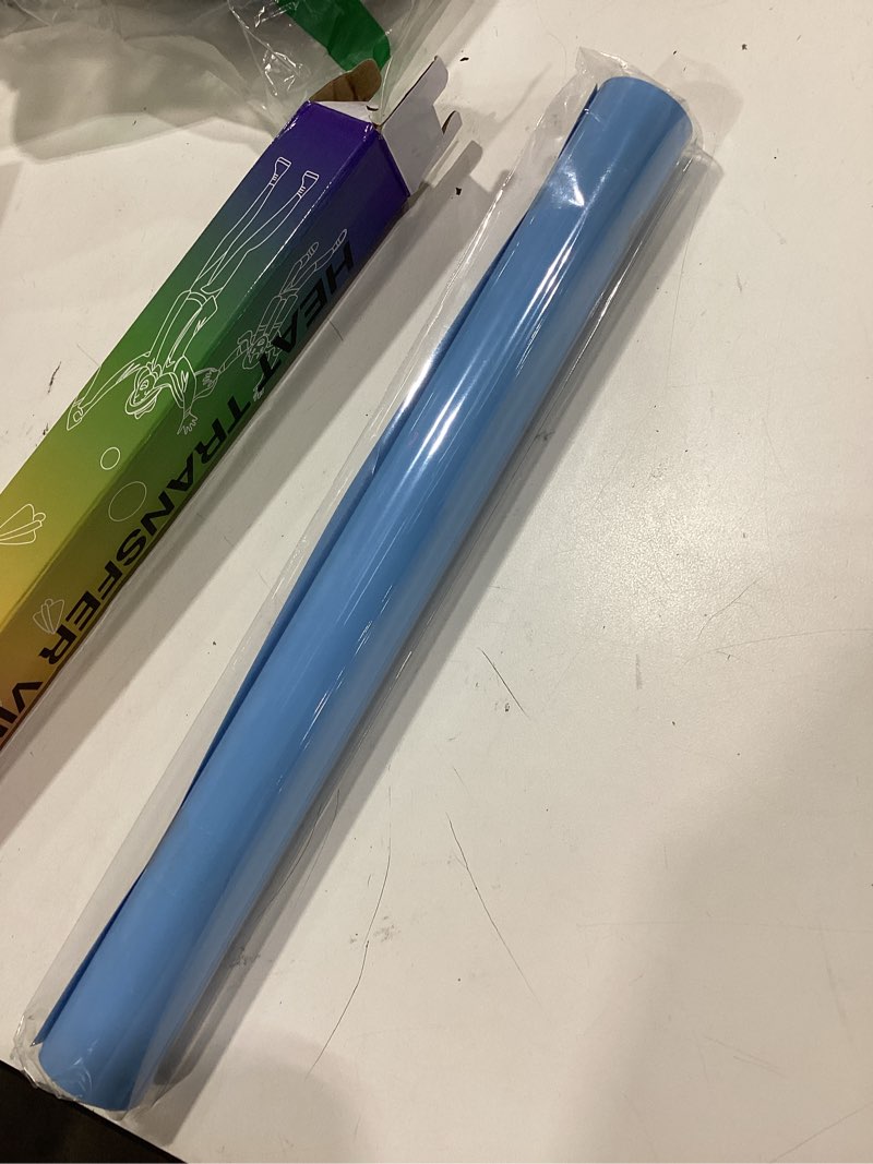 Condition photo showing New/Like New for htvront htv heat transfer vinyl - 12" x 8ft blue htv vinyl for shirts, iron on vinyl compatible with cricut cutting machine - easy to cut & weed for heat transfer design (misty blue) a-misty blue 12" x 8 ft