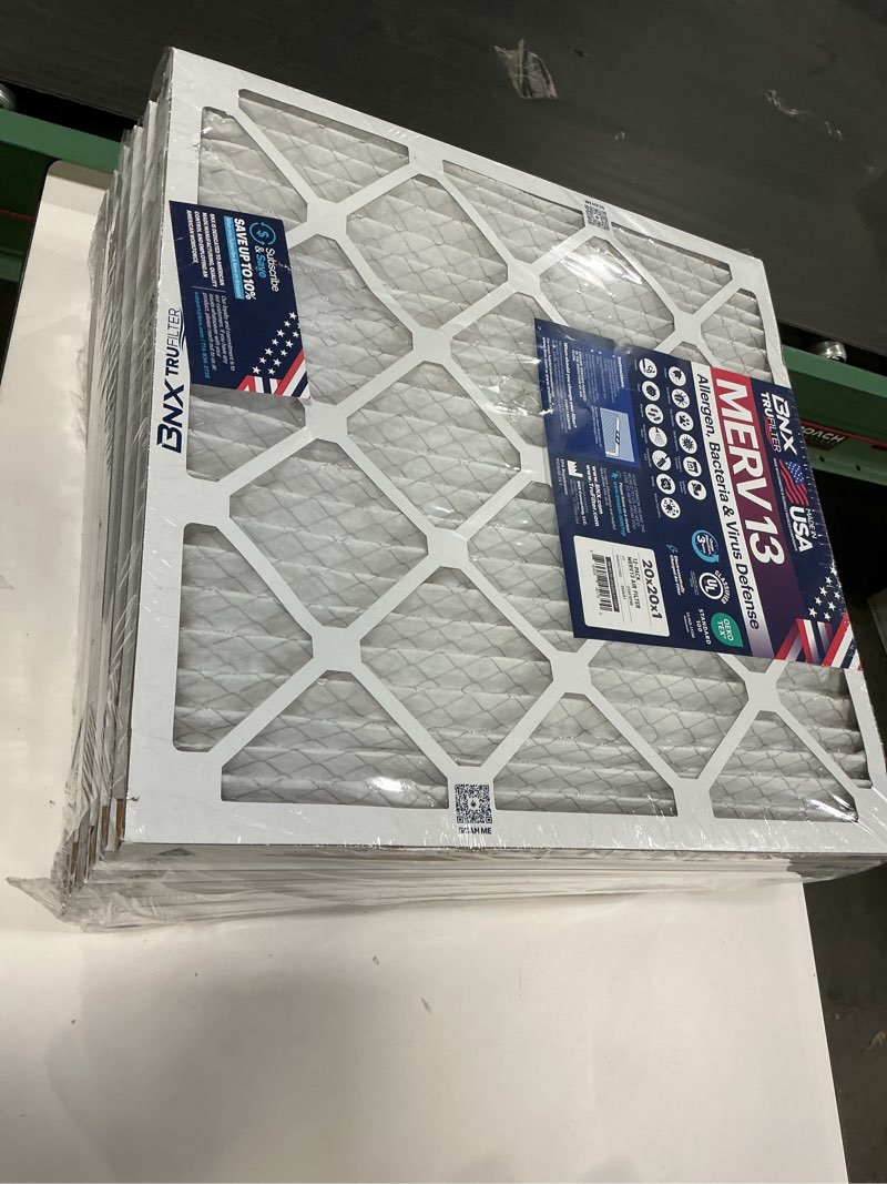 Condition photo showing New/Like New for BNX TruFilter 10x10x1 Air Filter MERV 13 (12-Pack) - MADE IN USA - Electrostatic Pleated Air Conditioner HVAC AC Furnace Filters for Allergies, Pollen, Mold, Bacteria, Smoke, Allergen, MPR 1900 FPR 10 10x10x1 12-Pack
