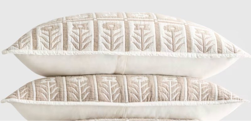 organic cotton jacquard floral coverlet set 2 pieces 20in x 27.5in