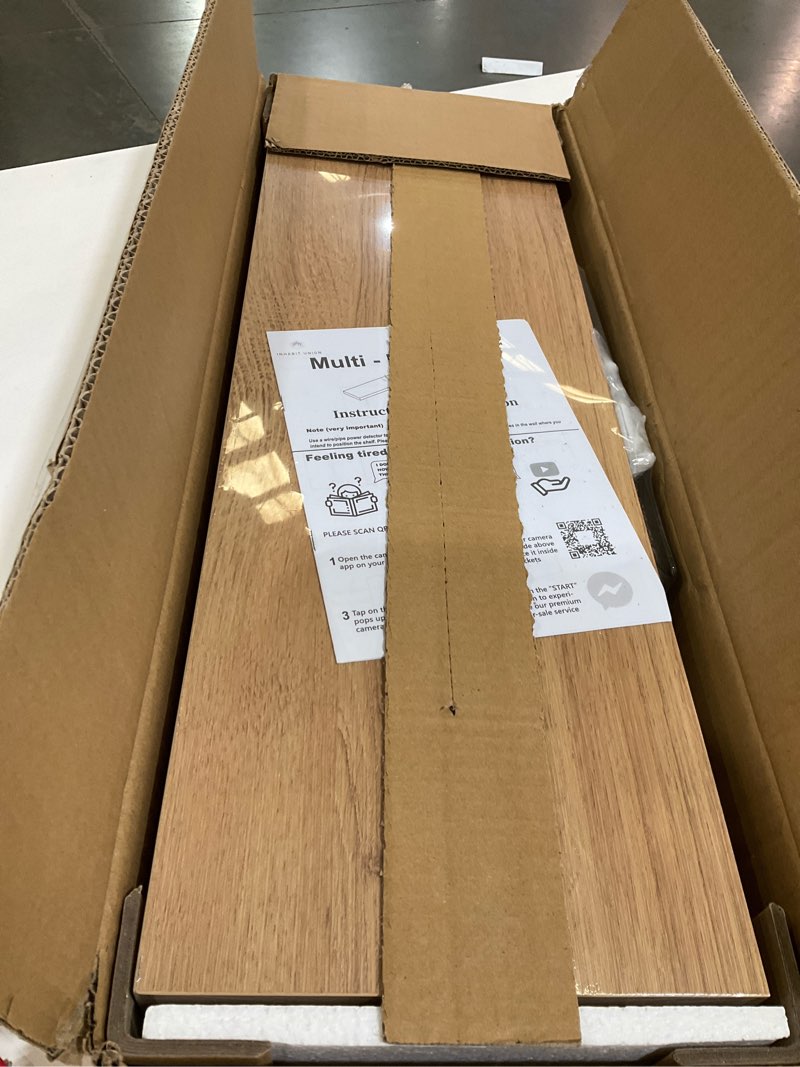 Condition photo showing Good Condition for inhabit union oak floating shelves for wall?24in wall mounted display ledge shelves perfect for bedroom, bathroom, living room and kitchen decoration storage (oak, set of 2) oak 24 inch