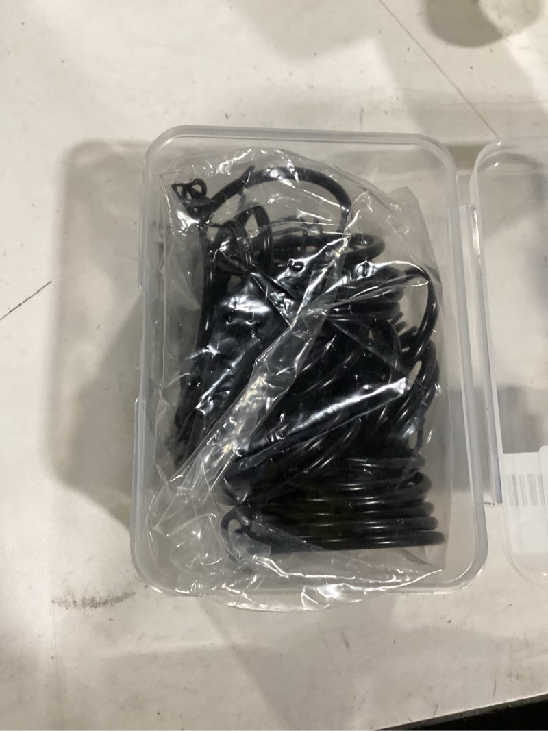 Condition photo showing Good Condition for Hotop 30 Pcs Metal Drapery Curtain Rings 0.98/1.26/1.65 inch Interior Diameter and 30 Pcs Hanging Curtain Drapery Pin Hooks for Window Door Shower(Black,42 mm) Black 42 mm