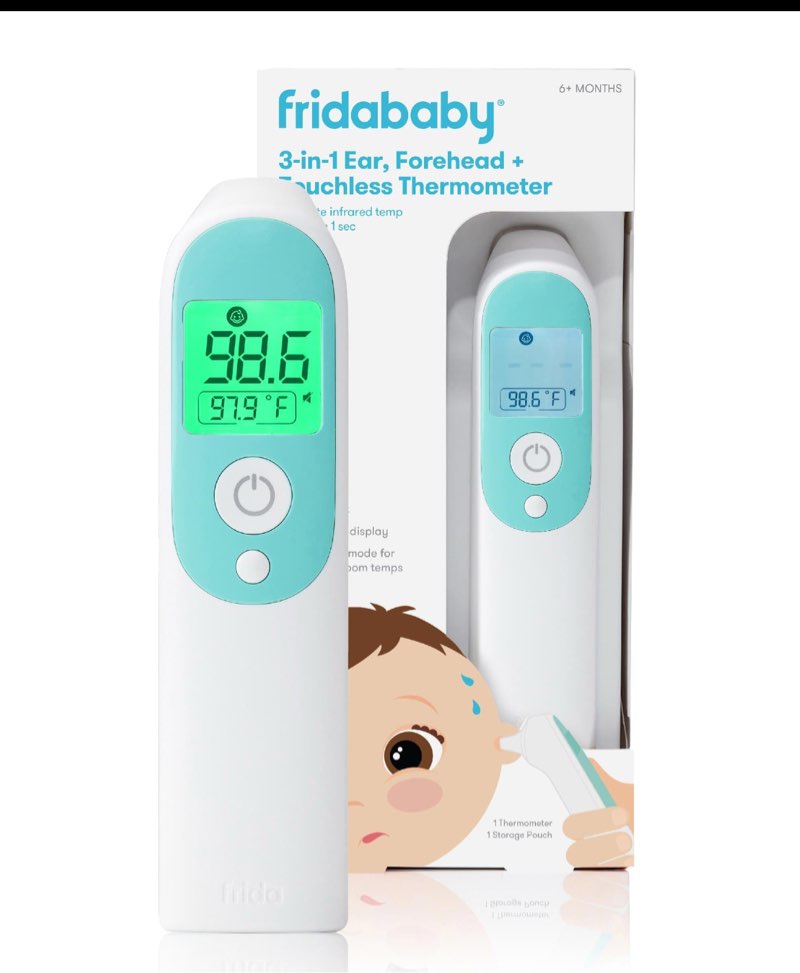 Frida Baby Thermometer, 3-in-1 Infrared Thermometer for Ear, Forehead & Touchless, FSA/ HSA Eligible Fever Thermometer for Baby, Infants ,Toddlers, Kids & Adults