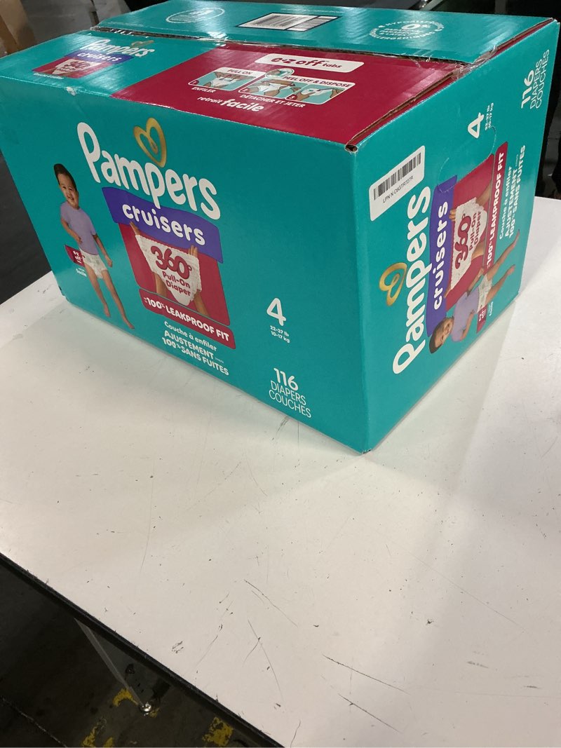 Condition photo showing New/Like New for pampers diapers - cruisers 360 - size 4, 116 count, babyproof up to 100% leakproof pull-on diaper