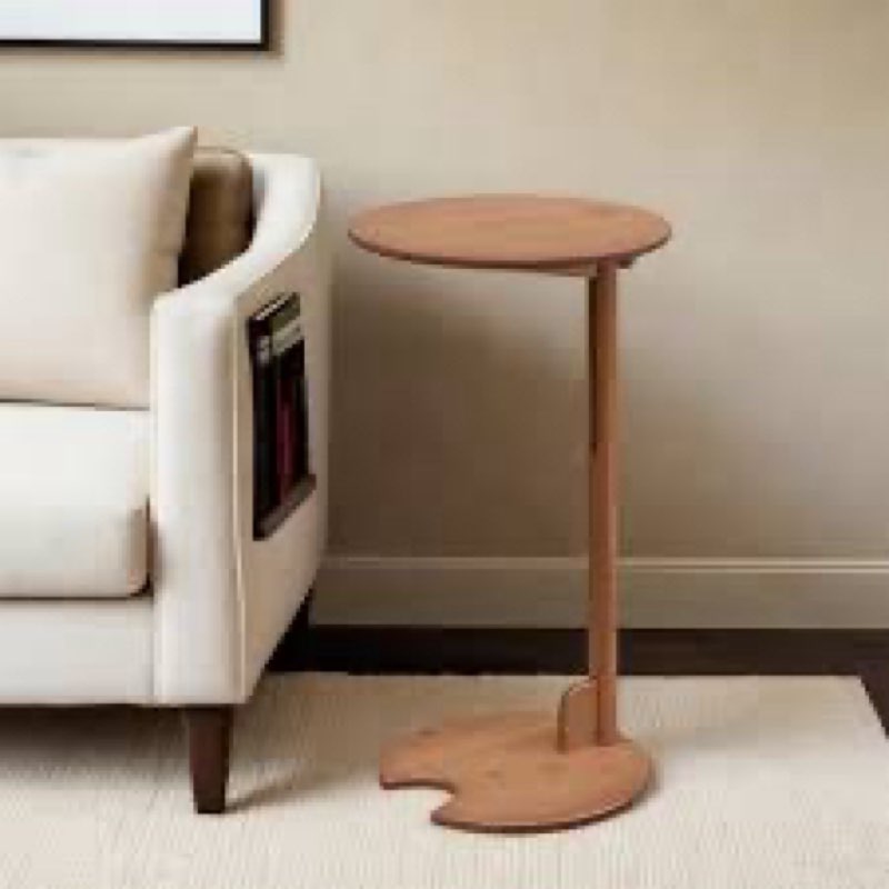 klabelle side table with pedestal - adjustable height c shaped end tables for small spaces, couch, b