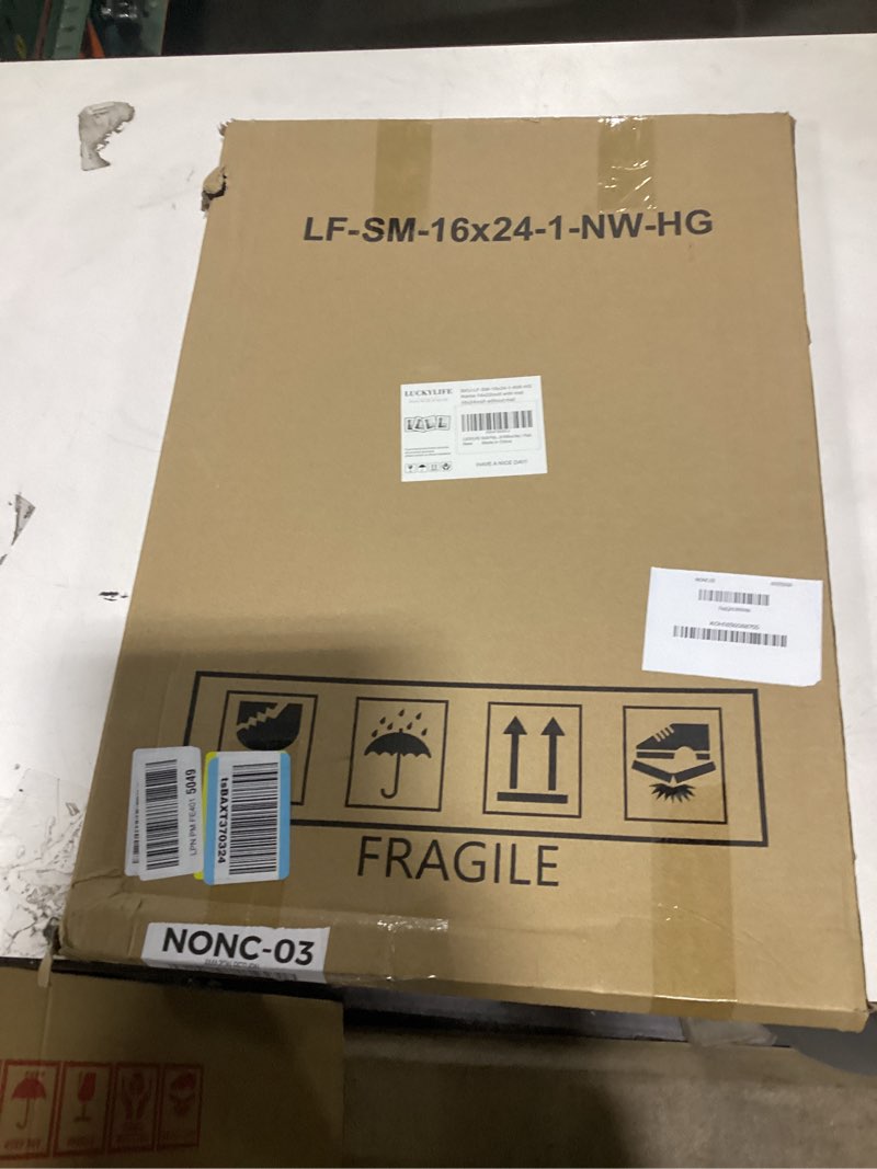 Condition photo showing New/Like New for LUCKYLIFE 16x24 Picture Frame, Natural Solid Wooden Poster Frames for Wall, Display 14x22 with Mat or 16x24 Without Mat, 1 Pack Natural 16x24