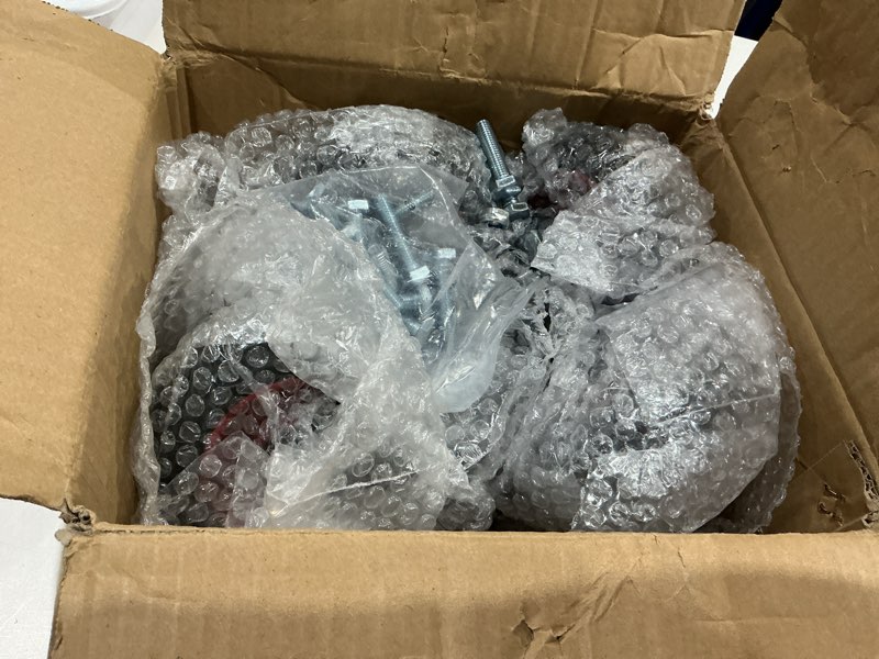 Condition photo showing As Is for w b d weibida 5 inch heavy duty caster wheels set of 4, 1080 lbs outdoor industrial wheels swivel large rubber casters with brake for workbench, dolly, cart, trolley, wagon (2 brake & 2 fixed) 5 inch 4