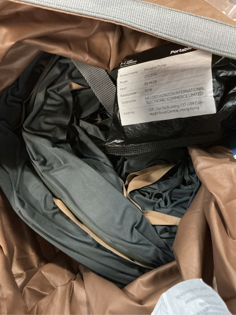 Condition photo showing Good Condition for lost horizon air & foam camping mattress, self-inflating sleeping pad, 4.5" thick, with air pump, full brown full with pump