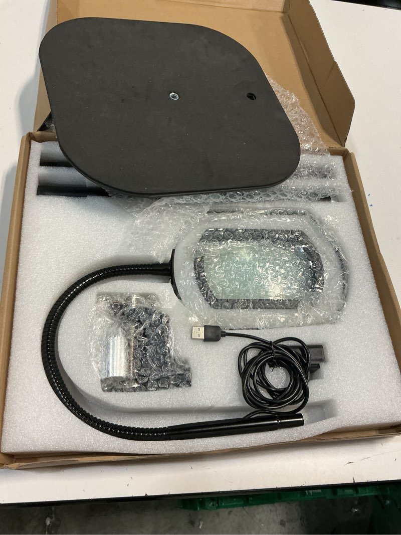 Condition photo showing Good Condition for Magnifying Glass with Light and Stand with 10X Rectangle Ultra-Clear Glass Magnifying Lens, Magnifying Glass Table Lamp for Close Work, Reading, Sewing, Crafts, Flexible 3in1 Floor Lamp