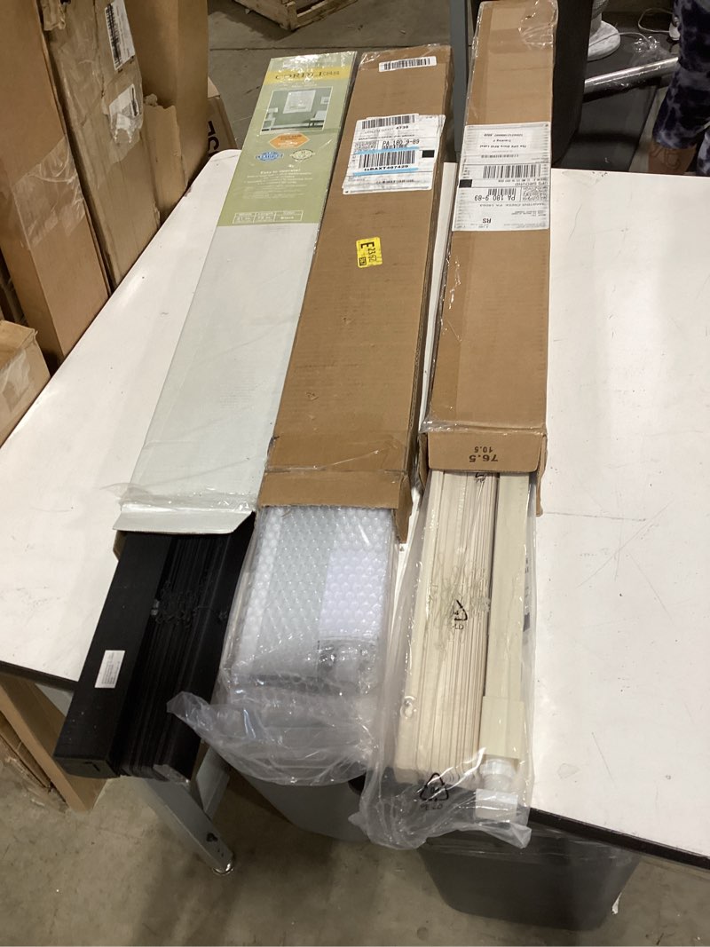 Condition photo showing As Is for lazblinds no tools no drill 1" vinyl mini blinds, cordless blinds for windows, light filtering horizontal window blinds & shades, 30 1/2" w x 64" h, cream cordless-cream 30 1/2" w x 64" h