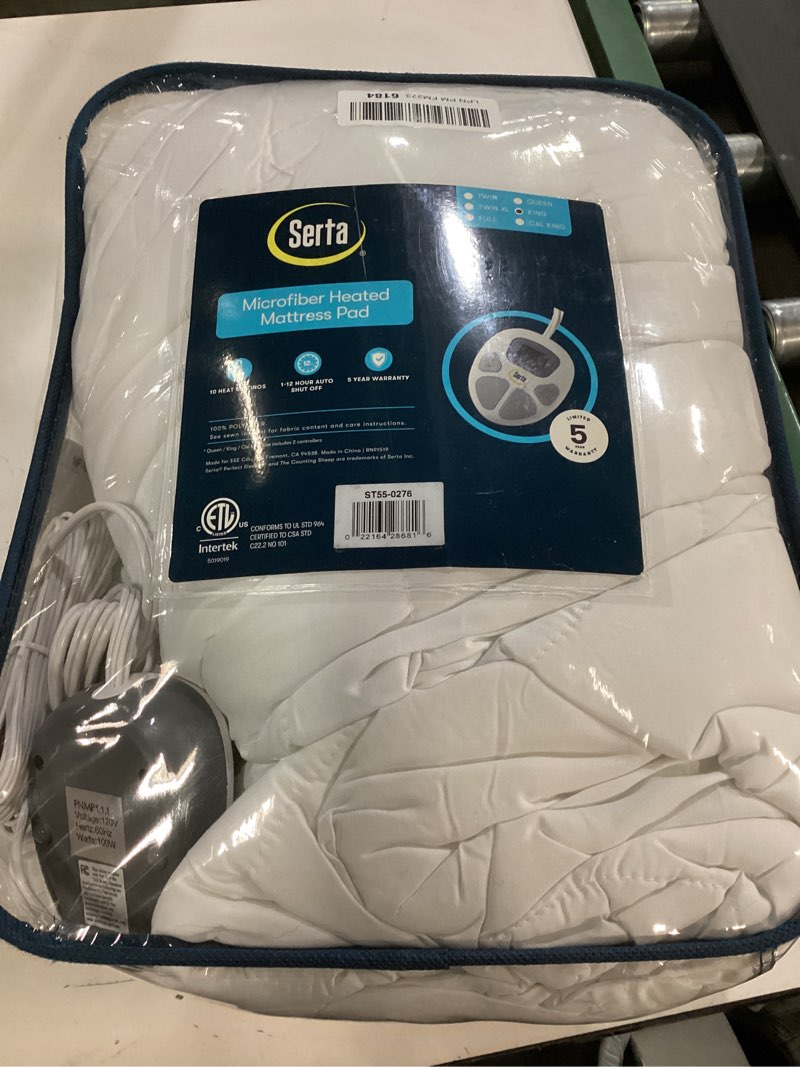 Condition photo showing Good Condition for Serta Heated Mattress Pad King Size - Electric Mattress Pad, 10 Heat Setting Controller, Auto Shut Off Timer, Deep Elastic Pocket, Up to 17" Mattress, ETL Certified, Machine Wash, King, White
